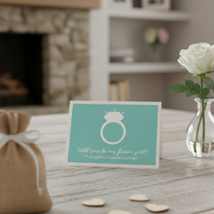 Kommer du att bli min blomma flicka? Blått Ring-ko Inbjudan