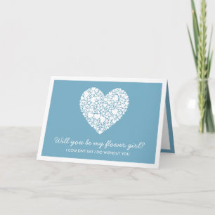 Kommer du att bli min blomma flicka? Blue Heart Ca Inbjudan