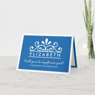 Kommer du att bli min blomma flicka? Blue Tiara-ko Inbjudan