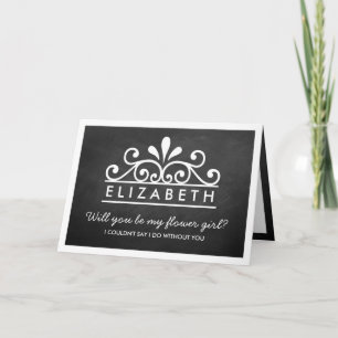 Kommer du att bli min blomma flicka? Chalkboard Ti Inbjudan