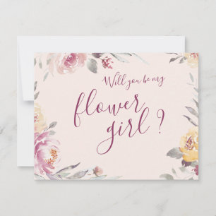 Kommer du att bli min blomma flicka Romantic blomm Inbjudningar