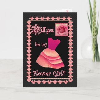 Kommer du att bli min blomma flicka? ROSA Dress Inbjudan