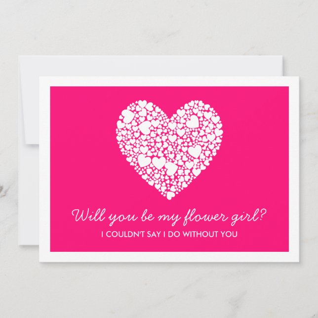 Kommer du att bli min blomma flicka? Rosa Heart Ca Inbjudningar (Framsida)