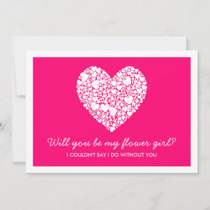 Kommer du att bli min blomma flicka? Rosa Heart Ca Inbjudningar