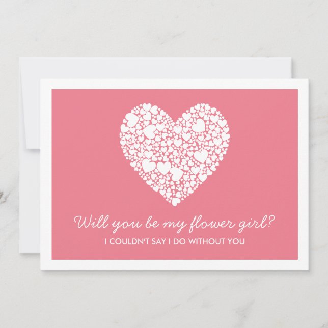 Kommer du att bli min blomma flicka? Rosa Heart Ca Inbjudningar (Framsida)
