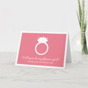 Kommer du att bli min blomma flicka? Rosa Ring-kor Inbjudan