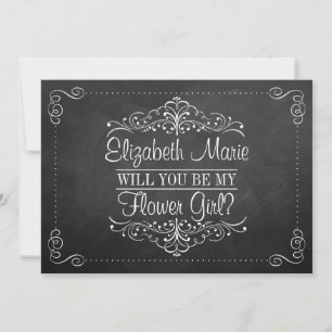 Kommer du att bli min blomma? Ornate Chalkboard-ko Inbjudningar