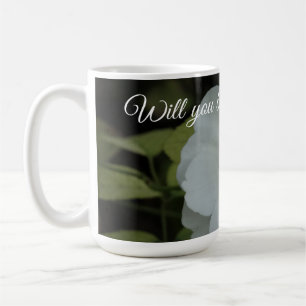 Kommer du att bli min blomma, White Flower Photo? Kaffemugg
