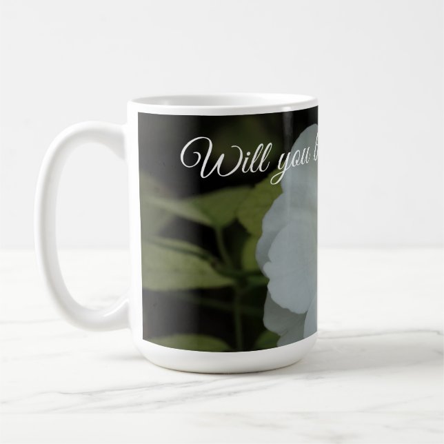 Kommer du att bli min blomma, White Flower Photo? Kaffemugg (Vänster)