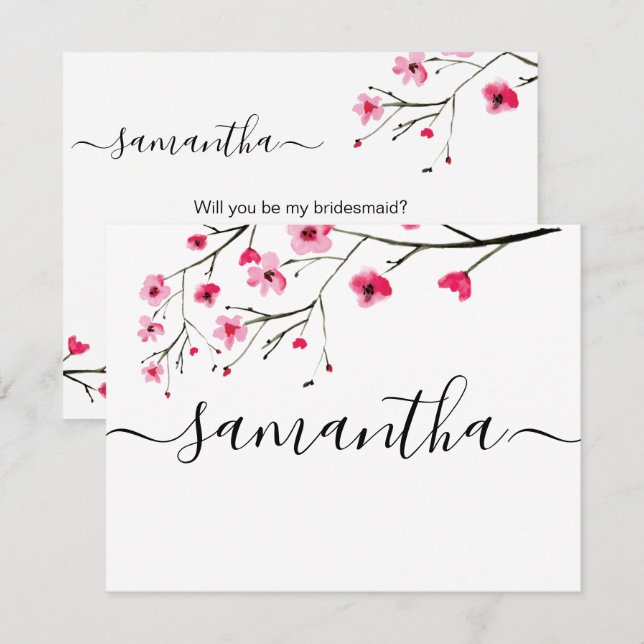 Kommer du att bli min blommar i bröllop? inbjudningar (Fram/baksida)