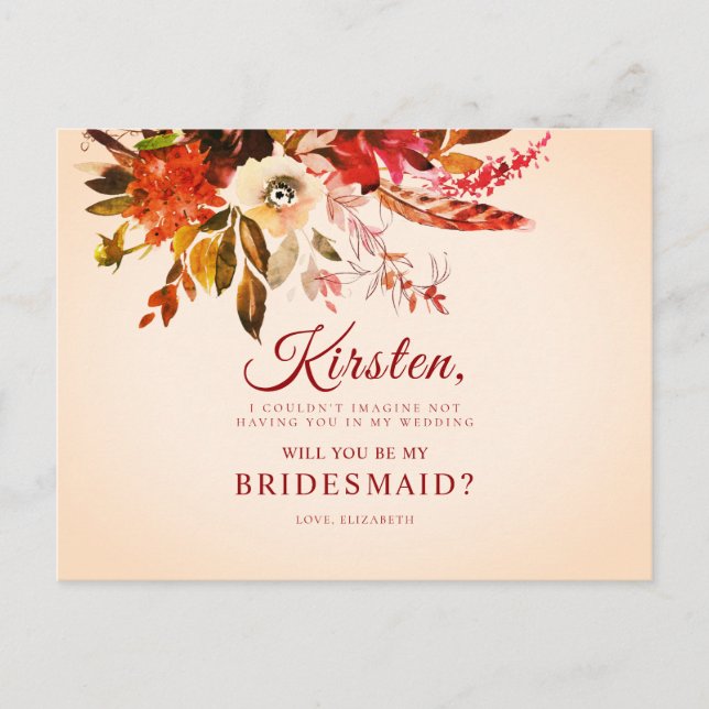 Kommer du att bli min Blommigt Fall Ivory  Vykort (Framsida)