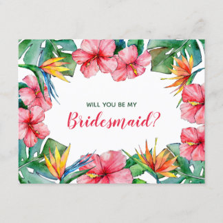 Kommer du att bli min Blommigt i Bridesmaid Tropic Inbjudningar