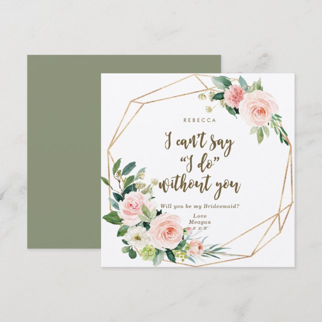 Kommer du att bli min  blommigt? inbjudningar (Fram/baksida)