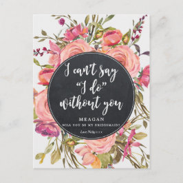 Kommer du att bli min blommigt med bridesmedalj? inbjudan vykort