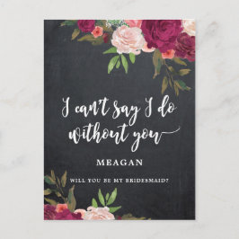 Kommer du att bli min blommigt med bridesmedalj? inbjudan vykort