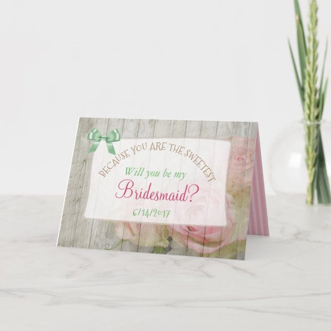 Kommer du att bli min Blommigt Rustic Wood Card Inbjudan (Framsida)
