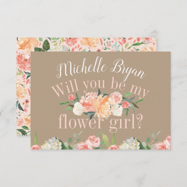 Kommer du att bli min  Blommigt Tan i Vår? Inbjudningar (Fram/baksida)