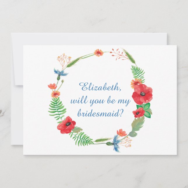 "Kommer du att bli min blommigt till brudgummen?" Inbjudningar (Framsida)