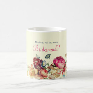 Kommer du att bli min Blommigt Vintage Mugg? Kaffemugg