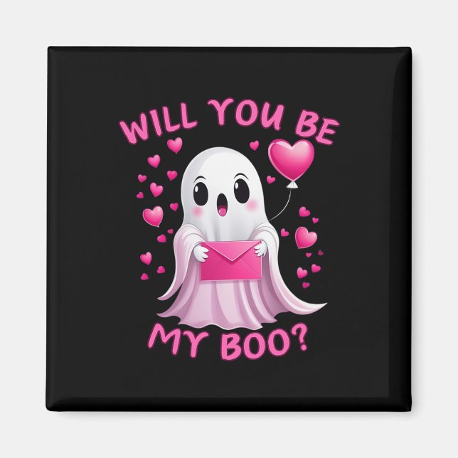 Kommer du att bli min Boo Cute Ghost Halloween-deo Magnet (Framsidan)