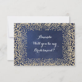 Kommer du att bli min bridesaid Blue NavyGold Conf Inbjudningar