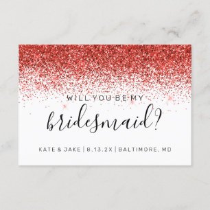 Kommer du att bli min bridesaid Glitter Confetti R Inbjudningar