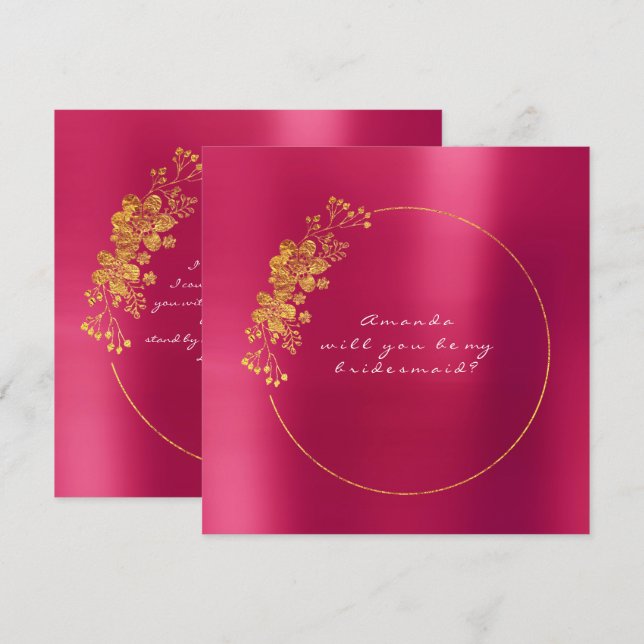 Kommer du att bli min bridesaid Guld Raspberry Can Inbjudningar (Fram/baksida)