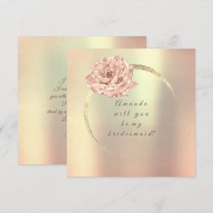 Kommer du att bli min bridesaid Guld Ro Peach Cora Inbjudningar