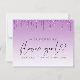 Kommer du att bli min bridesaid - Lila Glitter-dro Inbjudningar