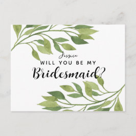 Kommer du att bli min bridesaid vycard Greenery lö Inbjudan Vykort