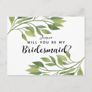 Kommer du att bli min bridesaid vycard Greenery lö Inbjudan Vykort