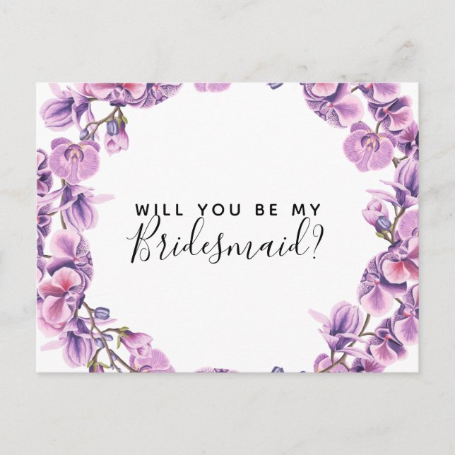 Kommer du att bli min bridesaid vycard ultraviolet inbjudan vykort (Framsida)