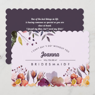 Kommer du att bli min Bridesmaid? Autumn Flowers P Inbjudningar