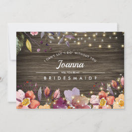 Kommer du att bli min Bridesmaid? Barn Wood Blommi Inbjudningar