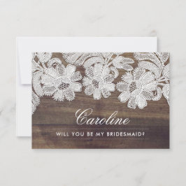 Kommer du att bli min Bridesmaid? Barn Wood White Inbjudningar