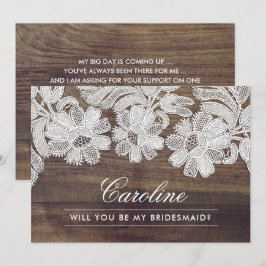 Kommer du att bli min Bridesmaid? Barn Wood White Inbjudningar