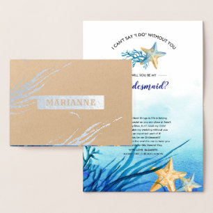 Kommer du att bli min Bridesmaid? Beach Seaside Lu Folierat Kort