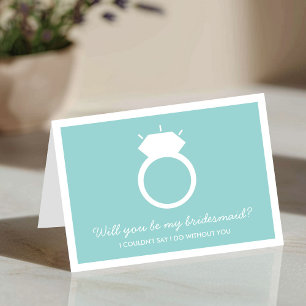 Kommer du att bli min Bridesmaid? Blått Ring-kort Inbjudan