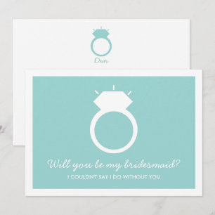 Kommer du att bli min Bridesmaid? Blått Ring-kort Inbjudningar