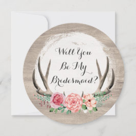Kommer du att bli min Bridesmaid? Blommigt Antlers Inbjudningar