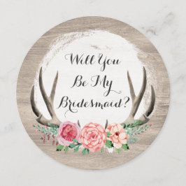 Kommer du att bli min Bridesmaid? Blommigt Antlers Inbjudningar