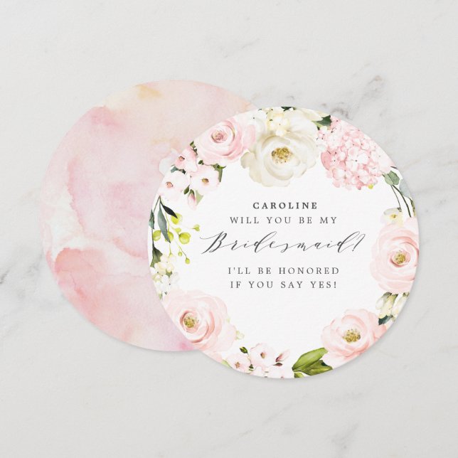 Kommer du att bli min Bridesmaid?  Blommigt-kort Inbjudningar (Fram/baksida)