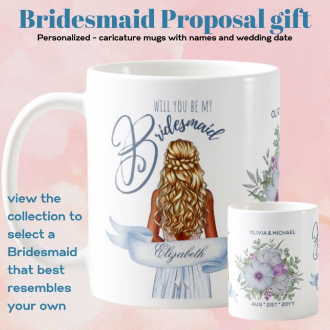 Kommer du att bli min BRIDESMAID Blond Hair Frieri Kaffemugg (Skapare uppladdad)