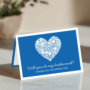 Kommer du att bli min Bridesmaid? Blue Heart Card Inbjudan