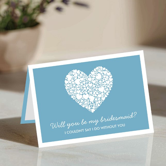 Kommer du att bli min Bridesmaid? Blue Heart Card Inbjudan (Skapare uppladdad)
