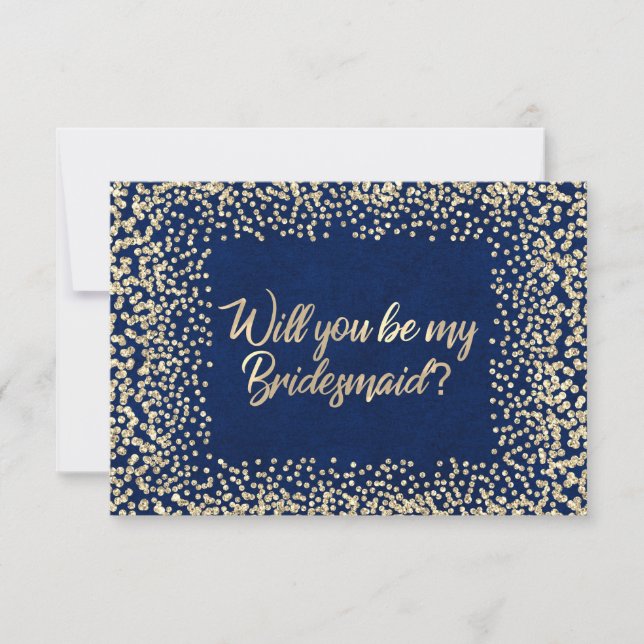 Kommer du att bli min bridesmaid Blue Navy Glitter Inbjudningar (Framsida)
