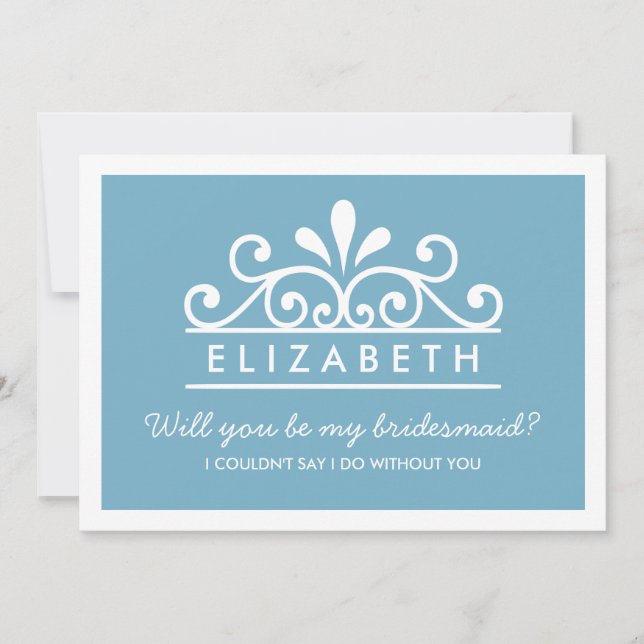 Kommer du att bli min Bridesmaid? Blue Tiara-kort Inbjudningar (Framsida)