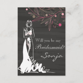 Kommer du att bli min Bridesmaid - Bride and Flowe Inbjudningar