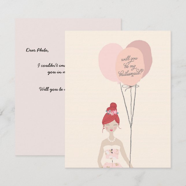 Kommer du att bli min Bridesmaid? | Bridesmaid Car Inbjudningar (Fram/baksida)