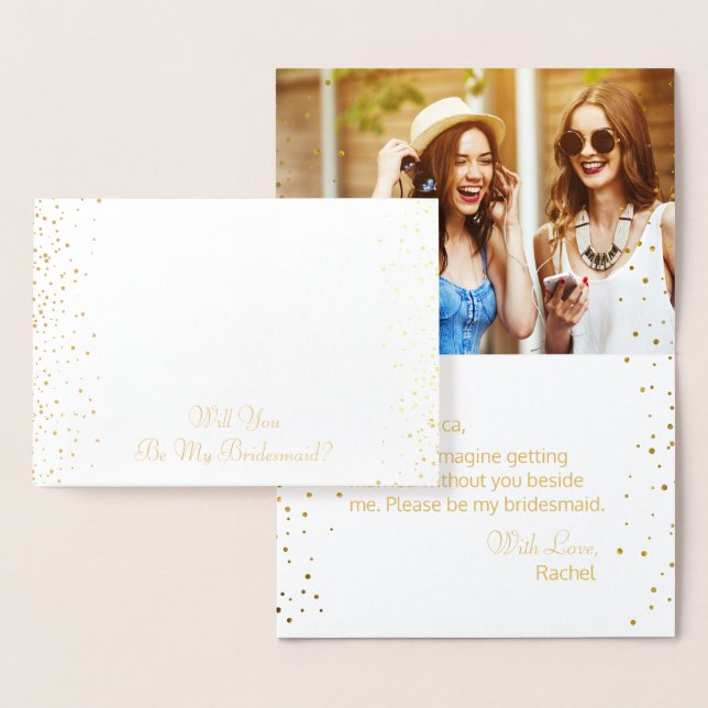 Kommer du att bli min bridesmaid Bröllop Cake Gold Folierat Kort (Display)